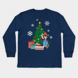 Arale Around The Christmas Tree Dr Slump Kids Long Sleeve T-Shirt